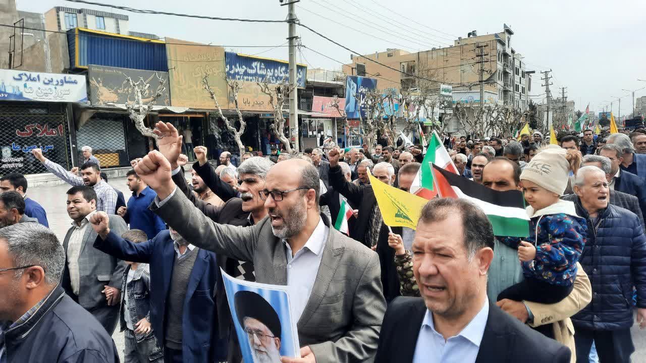 مردم صفادشت ملارد در حمایت از قدس شریف به خیابان‌ها آمدند