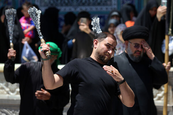 عرض تسلیت دسته‌های عزاداری سالروز شهادت امام باقر(ع) به کریمه اهل بیت