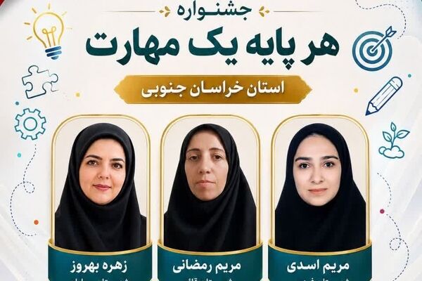 ۳ رتبه کشوری در جشنواره «هر پایه یک مهارت» توسط آموزگاران خراسان جنوبی کسب شد