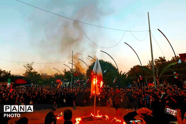 آیین خیمه‌سوزان در غروب عاشورای آباده
