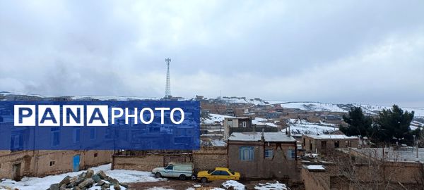 بارش برف زمستانی در روستای برزنون شهرستان نیشابور