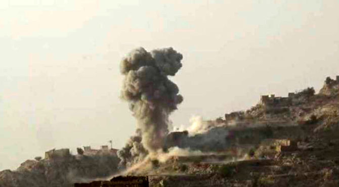 حمله جنگنده های عربستان به مواضع نیروهای وابسته به امارات در شرق یمن