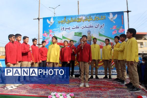 حماسه‌آفرینی فرهنگیان و دانش‌آموزان کهنوجی در جشن سالگرد انقلاب اسلامی