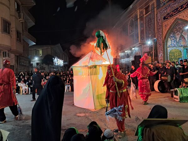 آیین خیمه سوزان در مسجد ابوالفضل قائمشهر