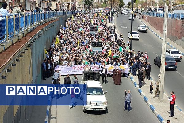 حضور پرشور مردم و مسئولان رباط کریم در راهپیمایی روز قدس