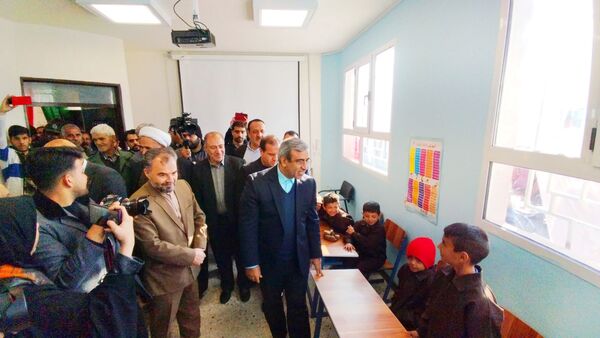افتتاحیه نخستین مدرسه طرح حذف مدارس سنگی روستای طاهرآباد شهرستان مرزی کلات