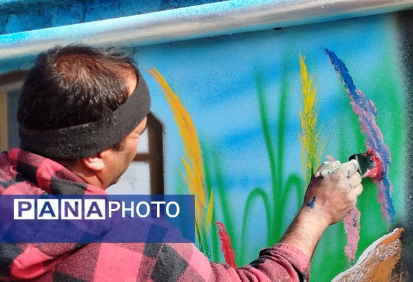 نقاشی دیوارهای آموزشگاه مرحوم حسین نساجیان کاشمر