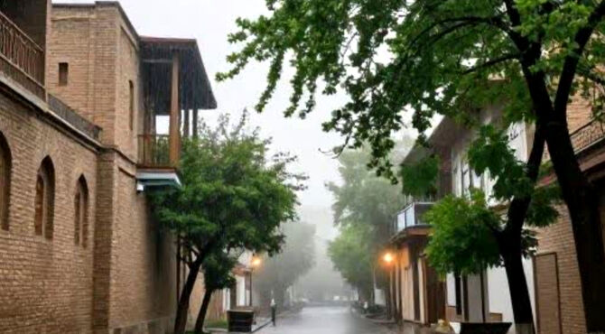 زیبایی و طراوت هوای بارانی در آباده