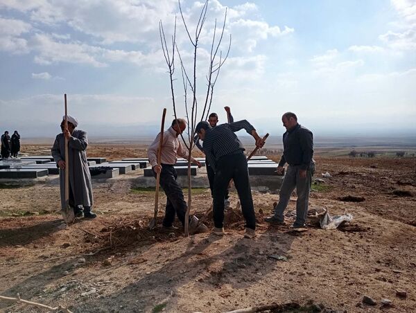 کاشت نهال در آرامستان روستای گزکوه