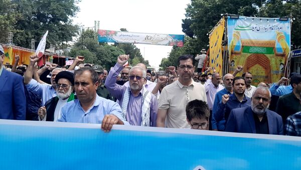  حضور بی نظیر مردن نیشابور در راهپیمایی بر علیه حمله رژیم صهیونسیتی
