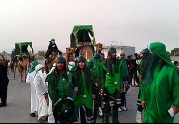ورود نمادین کاروان امام حسین(ع) به کربلا در رودان