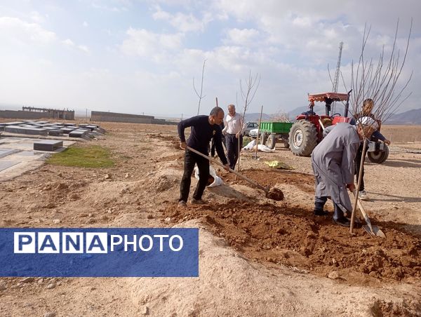کاشت نهال در آرامستان روستای گزکوه
