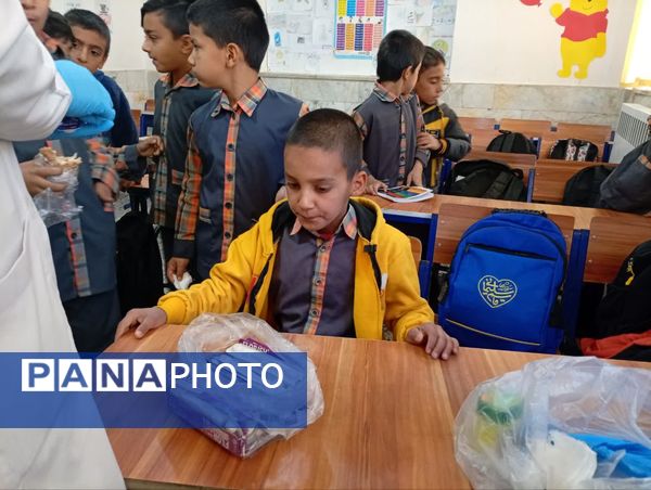 اجرای طرح وارنیش فلوراید در دبستان شهید پسندیده فدافن 