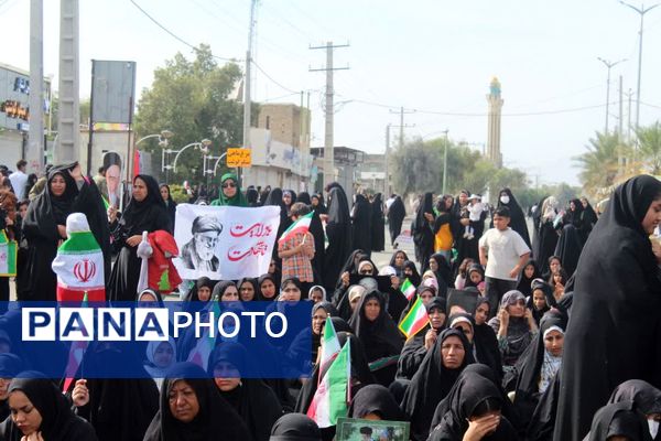 حماسه‌آفرینی فرهنگیان و دانش‌آموزان کهنوجی در جشن سالگرد انقلاب اسلامی