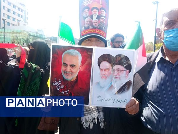 حضور پرشور مشهدی‌ها در راهپیمایی روز قدس؛ فریاد حمایت از فلسطین
