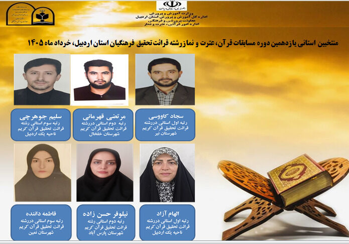 اعلام نتایج مرحله نهایی یازدهمین دوره مسابقات قرآن، عترت و نماز جامعه فرهنگیان استان اردبیل