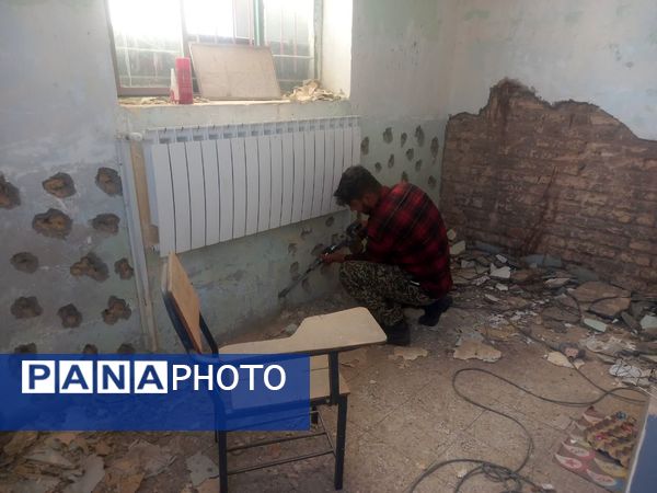 بازسازی و ترمیم دیوارهای فرسوده دبستان شهید نجفی فدافن