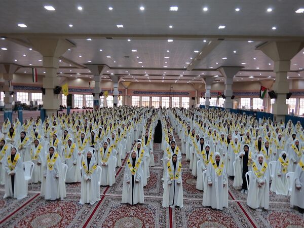 تمرین آمادگی گروه پیشتازان برای اجرا در اجلاسیه سراسری نماز