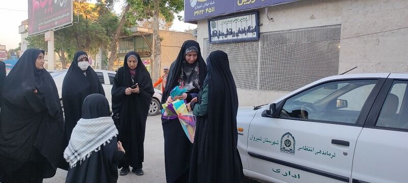 قدردانی از ماموران نیروی انتظامی فراجا و جمعی از خواهران شهرستان شیروان در طرح عفاف و حجاب توسط  پایگاه شهیده ناهید فاتحی کرجو روستای چلو