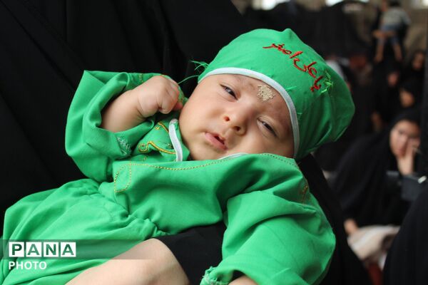 پرچم عشق حسینی بر دستان مادران و شیرخوارگان