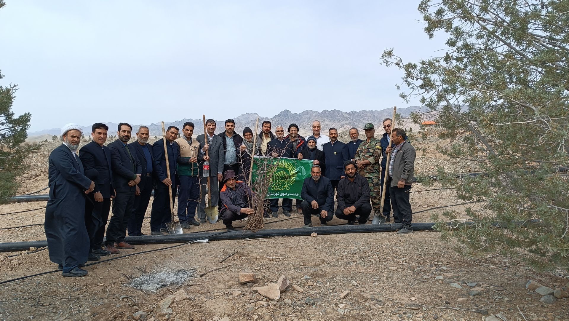 کاشت درخت توسط خادمیاران رضوی در شهرستان خلیل‌آباد 